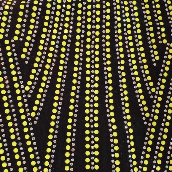 Black Dress with Neon Green Rhinestone Dress - Picture 2 of 4